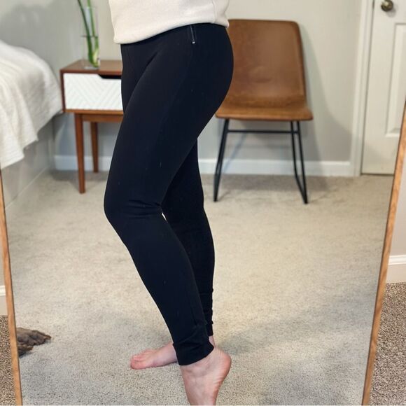 ZARA STRETCH BLACK ZIPPERED MID-RISE LEGGING PANT TROUSERS Sizes XS, 24” - Picture 5 of 12